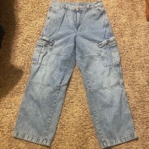 H&M Divided Light Blue Denim Baggy Cargo jeans.